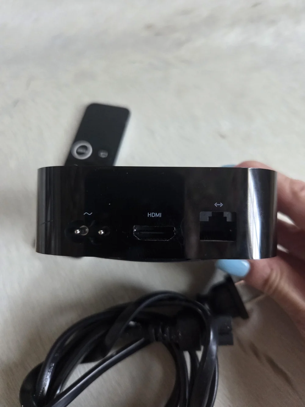 Apple TV Box, HD, with Remote And Power Cord.